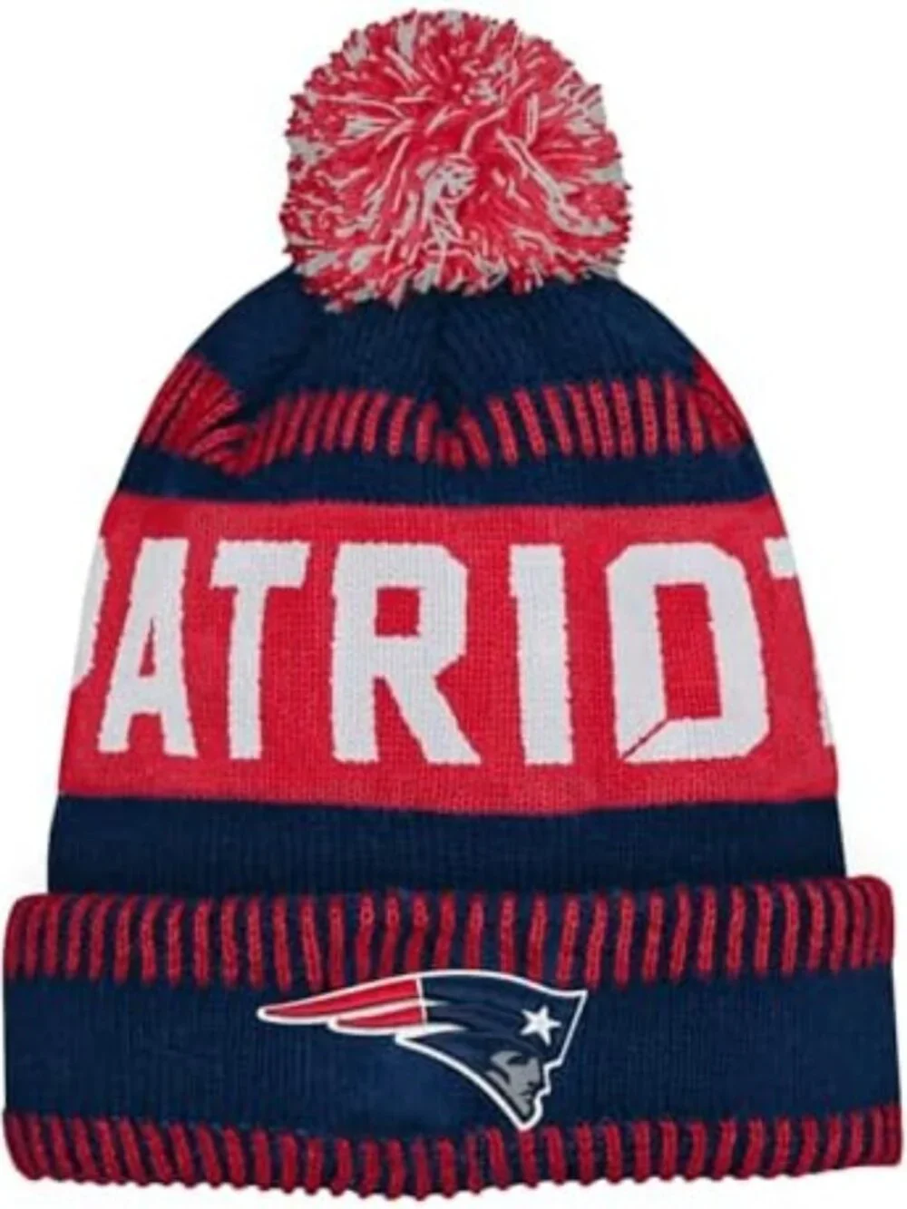 Youth Cold Weather Football Pom Beanie Hat - Team Color, Official Logo, Sports